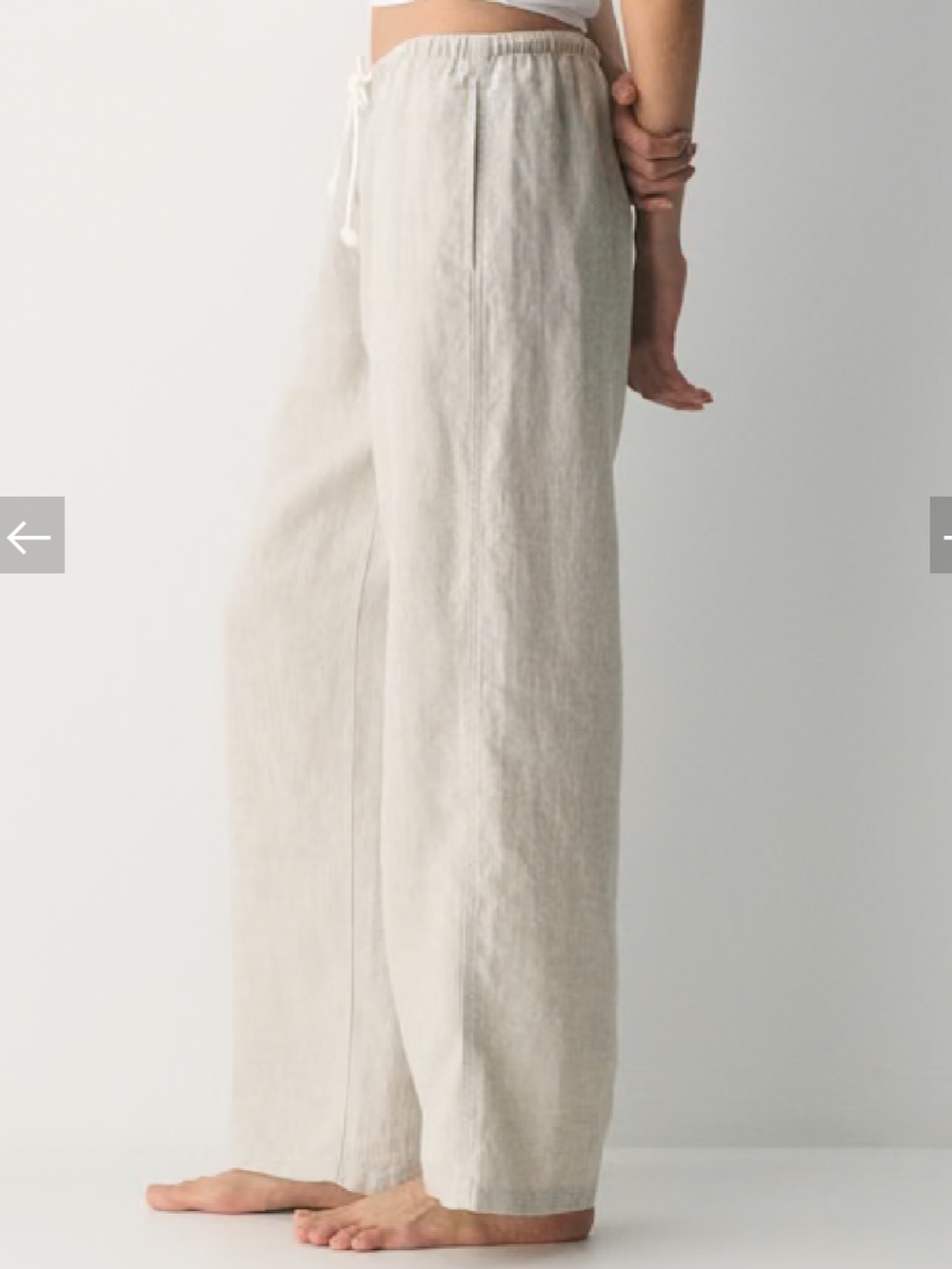 Aritzia TNA Linen-Blend Drawstring Pants in Light Beige NWT - Picture 2 of 5